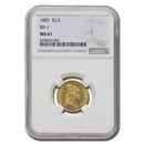 1807 $2.50 Capped Bust Gold Quarter Eagle MS-61 NGC 1807 $2.50 Capped Bust Gold Quarter Eagle MS-61 NGC